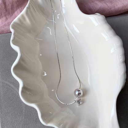 甜酒珍珠｜錯落珍珠&曼塔玫瑰鋯石 疊戴項鍊｜40+5公分