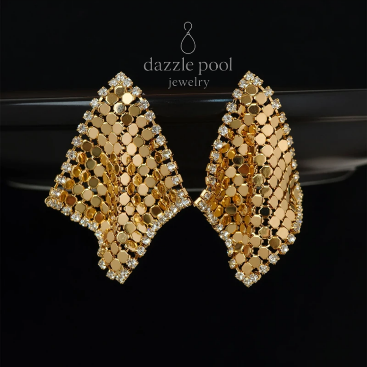 魔毯耳墜｜鋯鑽菱形耳墜｜S925銀針，3.9克重