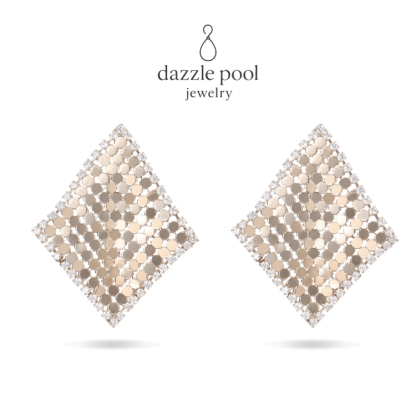 魔毯耳墜｜鋯鑽菱形耳墜｜S925銀針，3.9克重