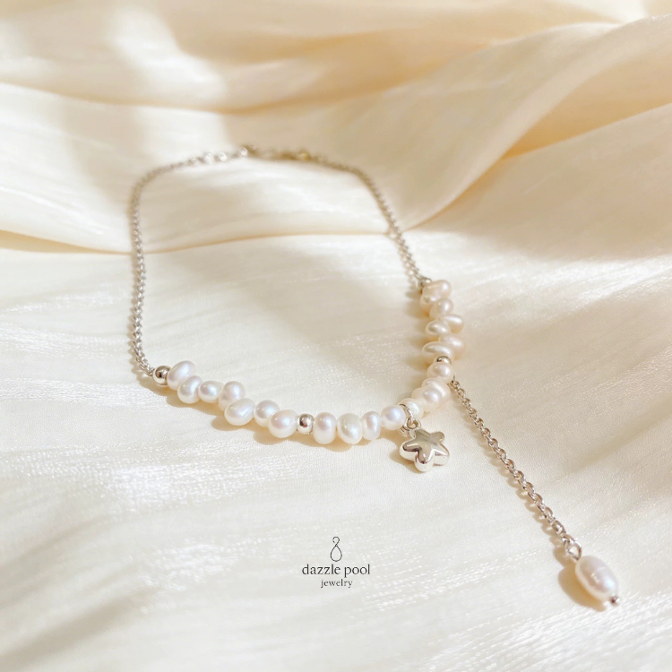 星穗流光｜天然淡水珍珠麥穗珍珠項鍊｜40+5公分