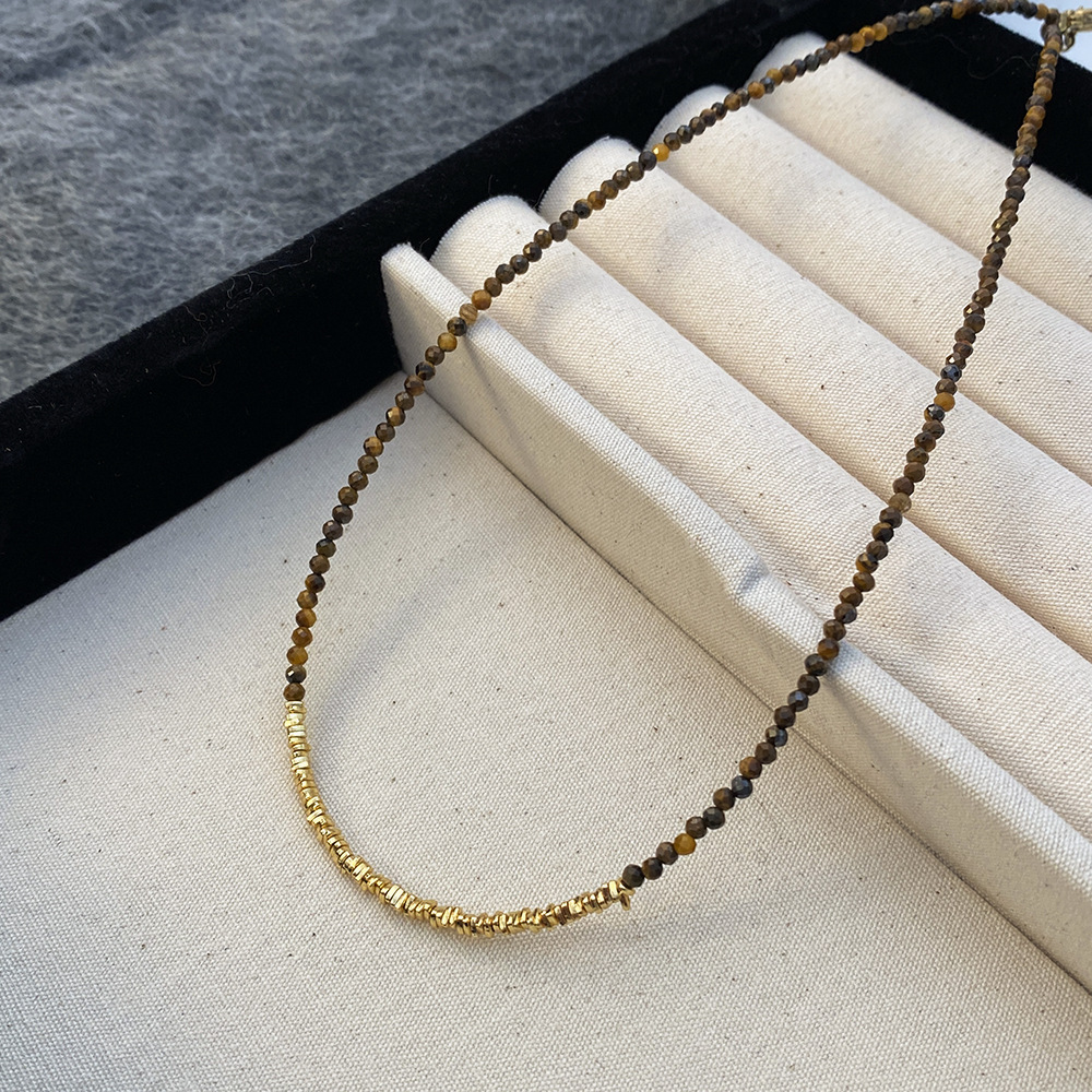 虎眼石 x 碎裂银大地色调项链｜秋冬温暖配饰