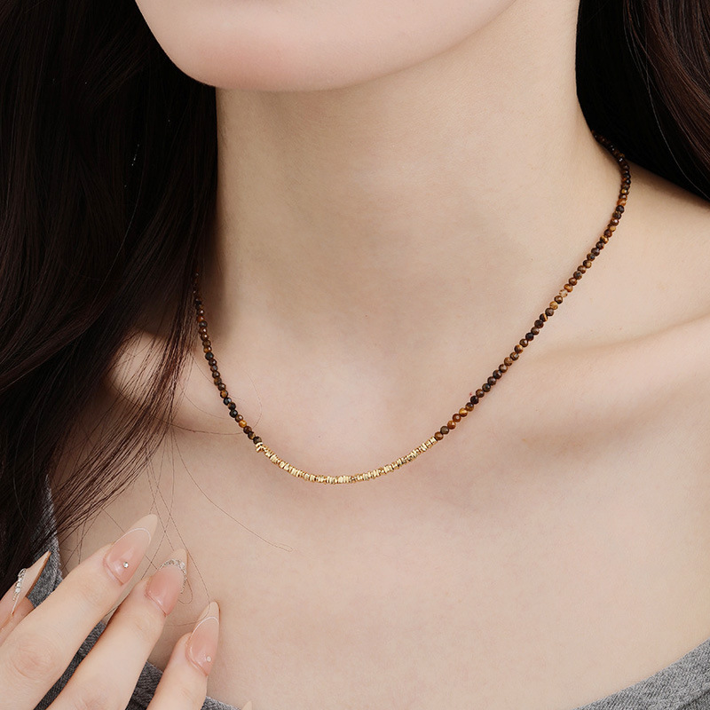 虎眼石 x 碎裂银大地色调项链｜秋冬温暖配饰