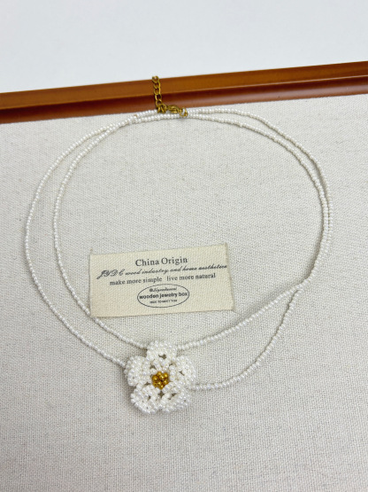 手工編織｜米珠花朵耳環｜仙女氣質