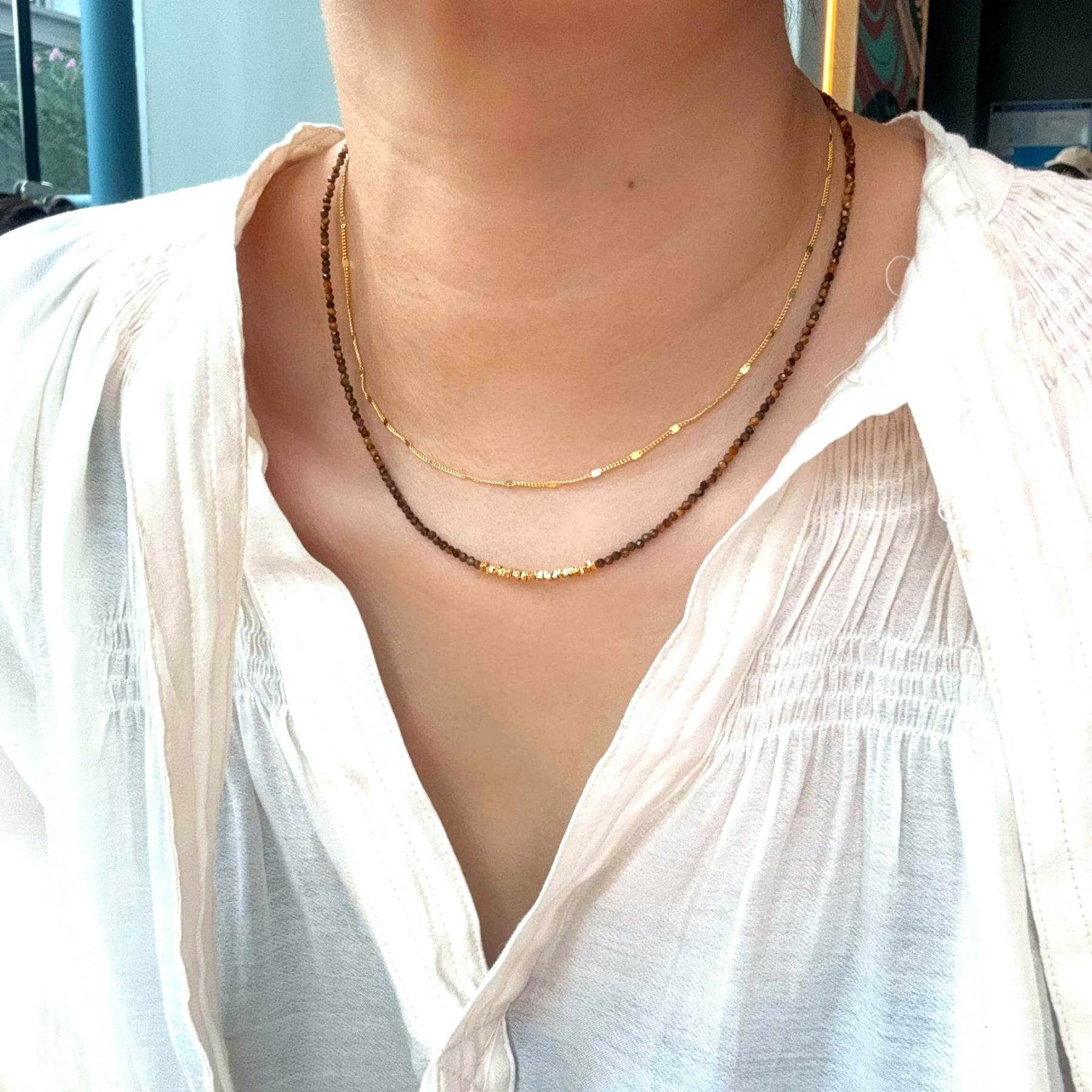 虎眼石 x 碎裂银大地色调项链｜秋冬温暖配饰