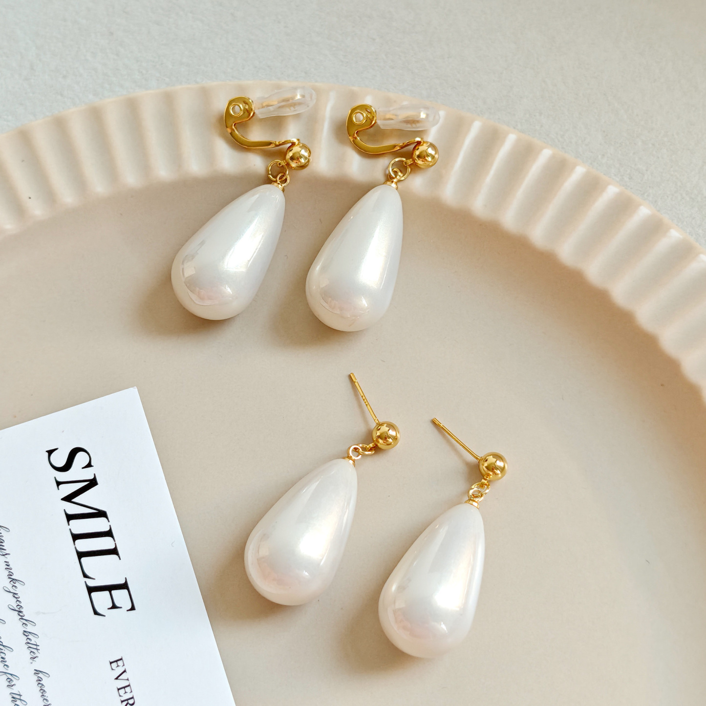 「珍珠星願」大水滴珍珠耳墜｜法式優雅耳環