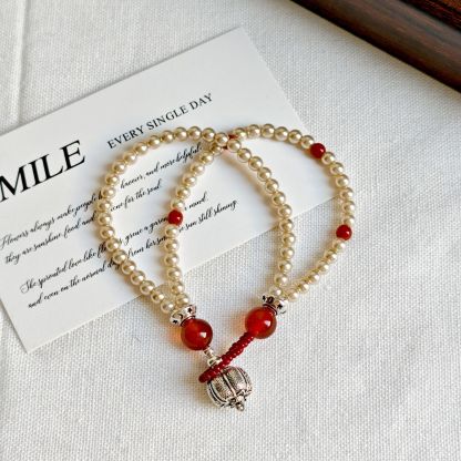 新年開運必備｜红玛瑙南瓜珠 x 珍珠长項鏈