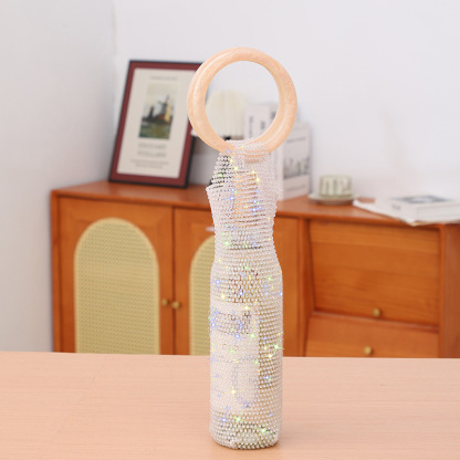 閃鑽葡萄酒編織袋750ml｜手拎袋水鑽手提收納袋｜純手工禮品袋
