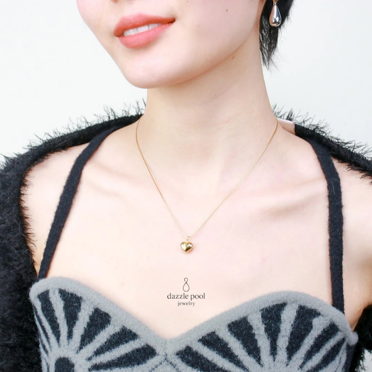 浪漫桃心｜小愛心吊墜鈦鋼鎖骨鏈｜40公分