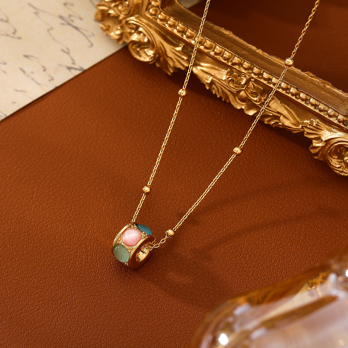 【遥听山月】巴胺幻彩圆形魔方项链｜旋转耳扣精致气质耳饰