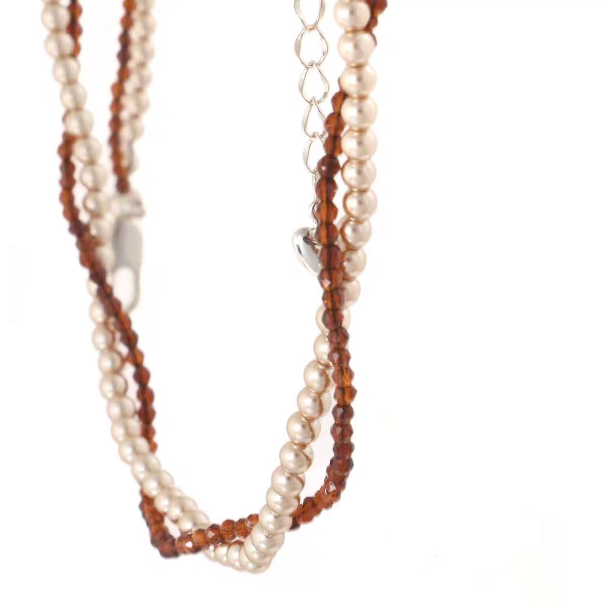 焦糖色·雙圈纏繞珍珠項鍊