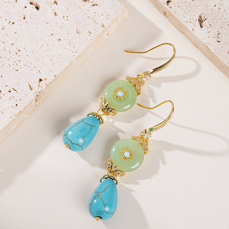 國風復古優雅新中式仿玉髓耳墜耳環長款輕奢氣質高級感顯臉瘦耳飾