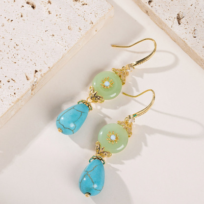 國風復古優雅新中式仿玉髓耳墜耳環長款輕奢氣質高級感顯臉瘦耳飾