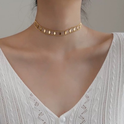 微光稜鏡｜菱形超閃碎亮片雙層項鍊鎖骨鏈｜choker