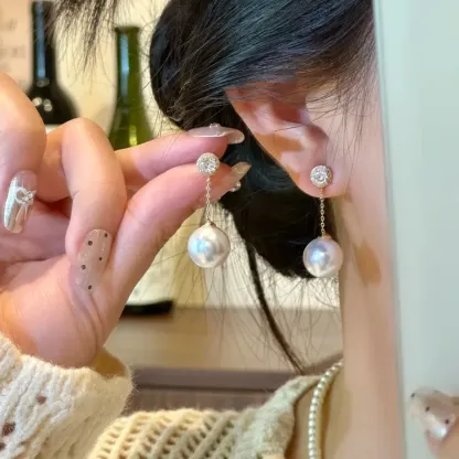 超閃珍珠愛心耳墜｜清新簡約通勤耳飾｜甜美氣質