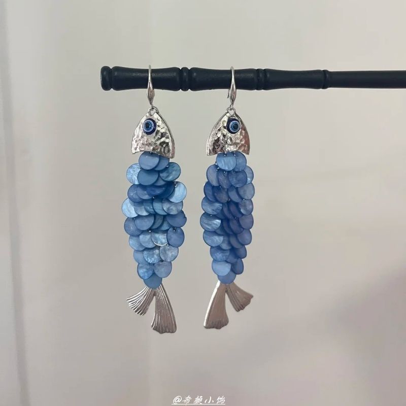 粼光魚尾｜復古小眾耳墜｜海邊度假耳鉤