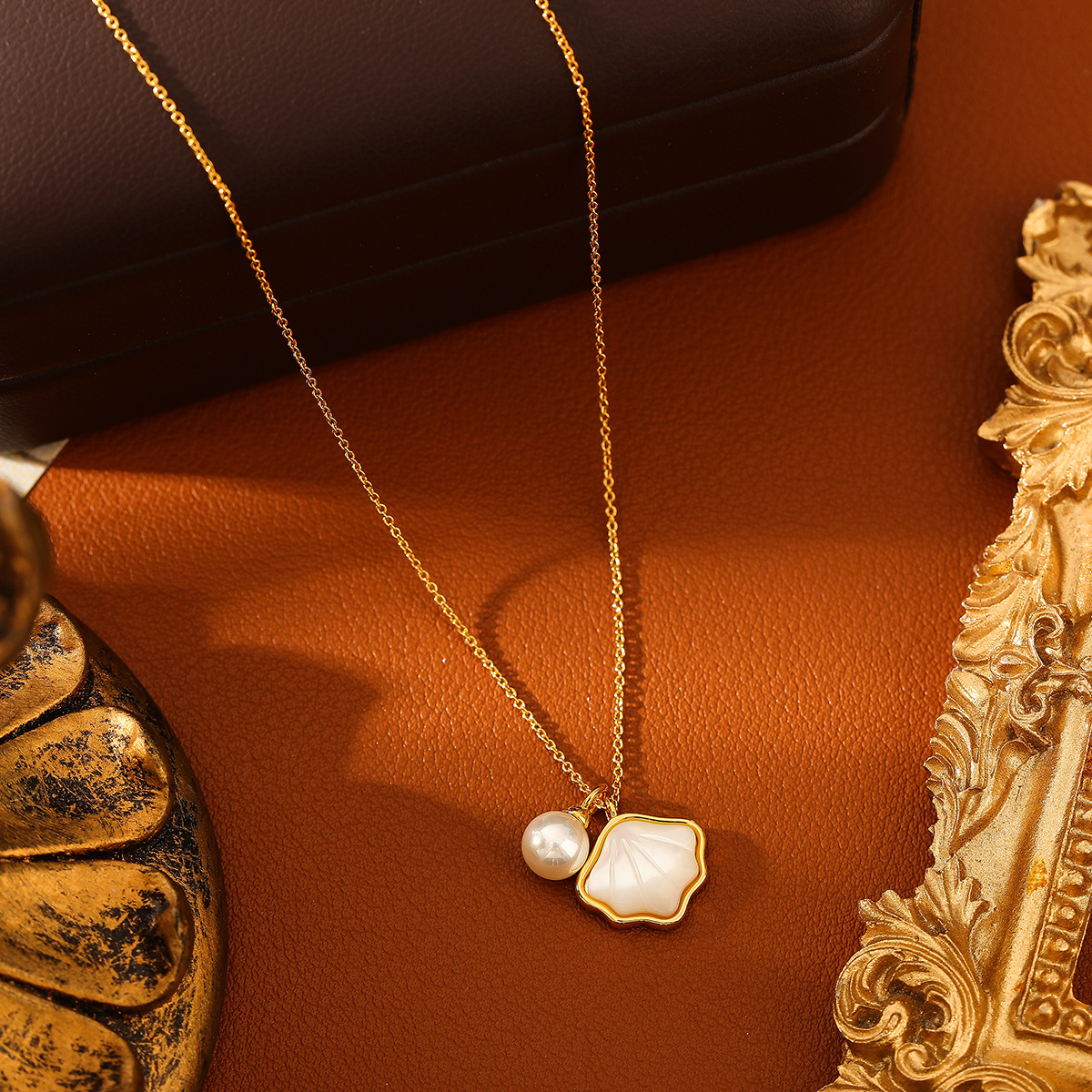 18k贝壳吊坠珍珠项链｜轻奢高级感锁骨链