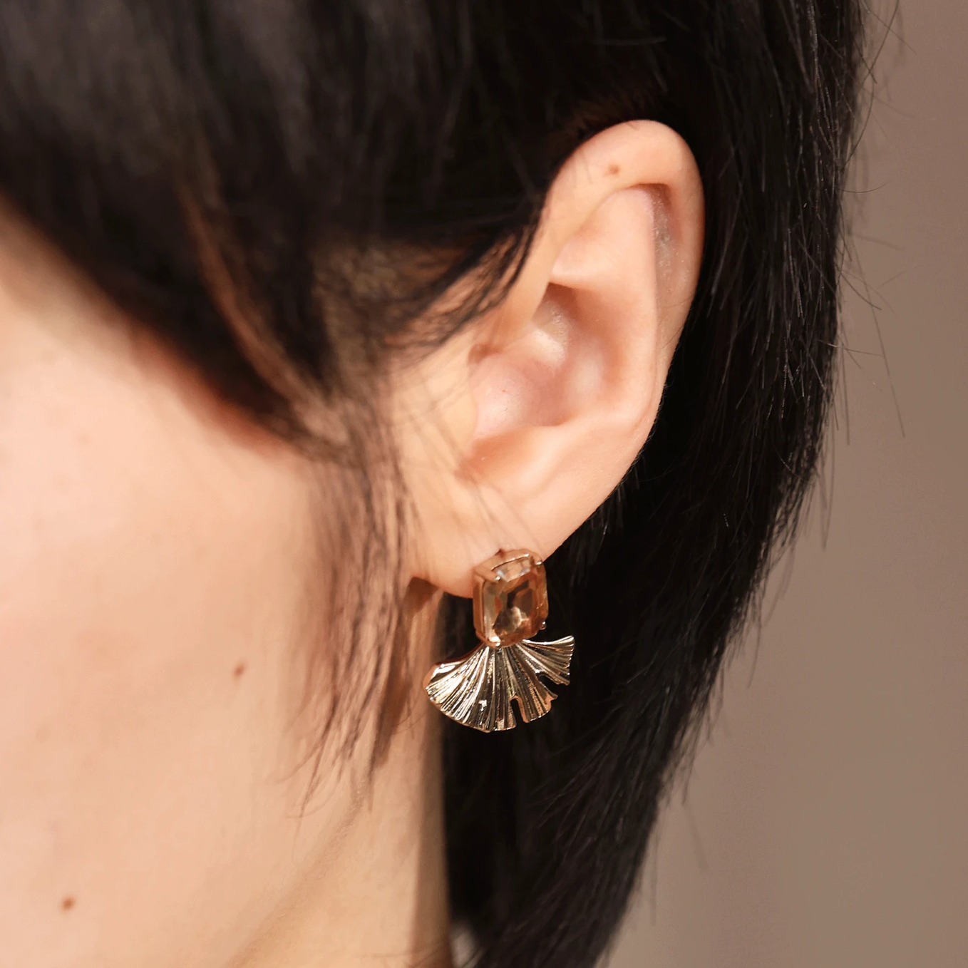 水鑽銀杏葉耳墜