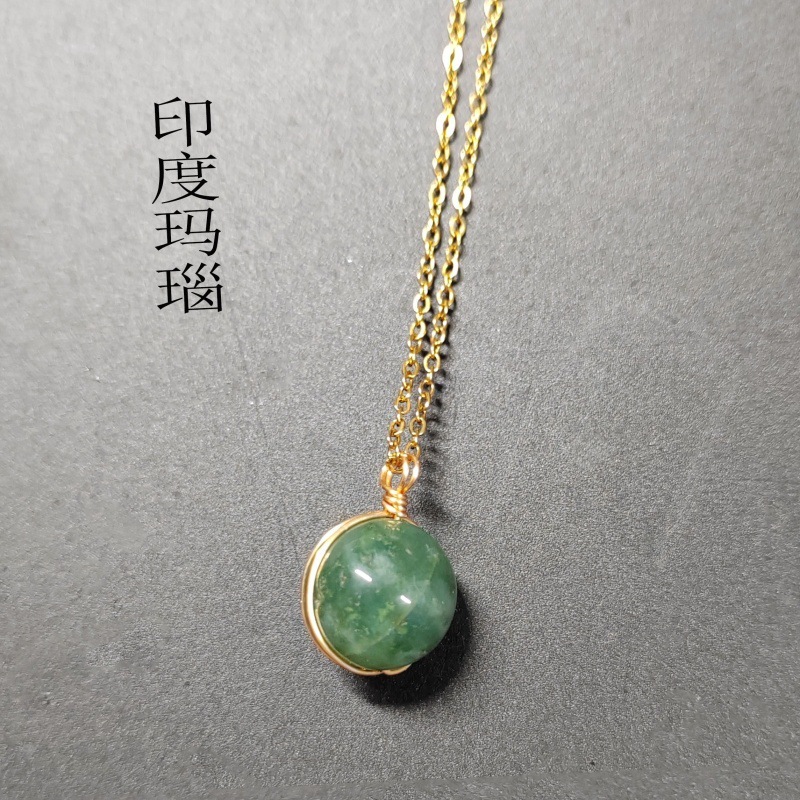 天然水晶红玛瑙項鍊｜海蓝宝珠子吊墜