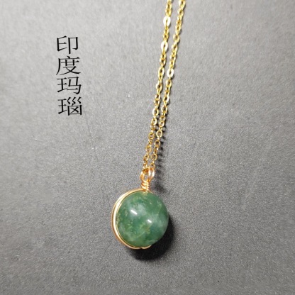 天然水晶红玛瑙項鍊｜海蓝宝珠子吊墜