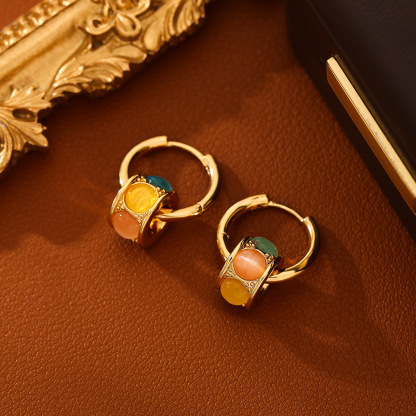 【遥听山月】巴胺幻彩圆形魔方项链｜旋转耳扣精致气质耳饰