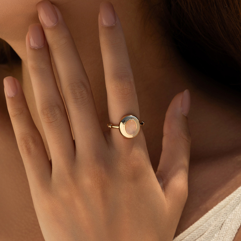 松石戒指虎眼石食指戒開口設計可疊戴個性復古可調節指環