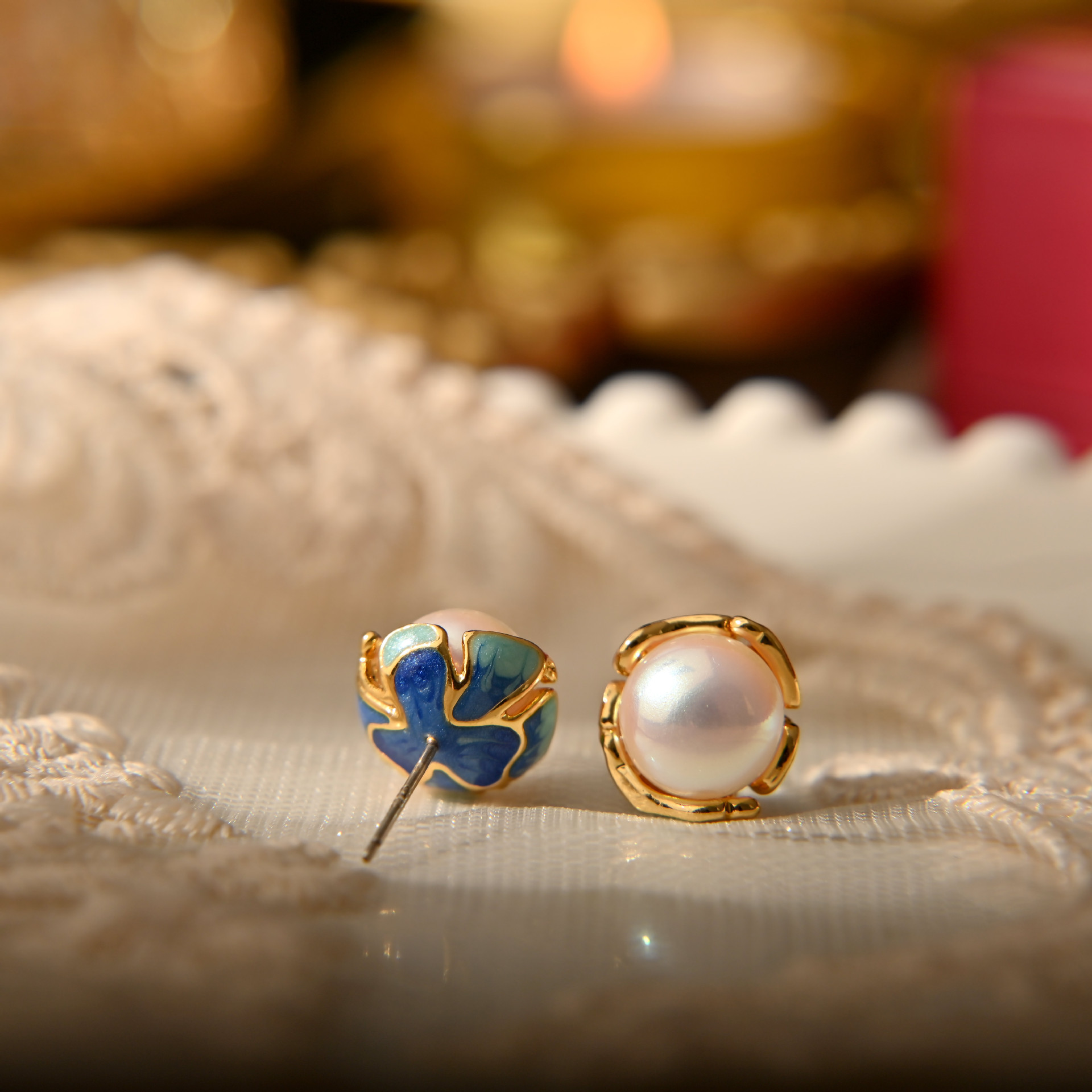 滴油工藝珍珠耳釘