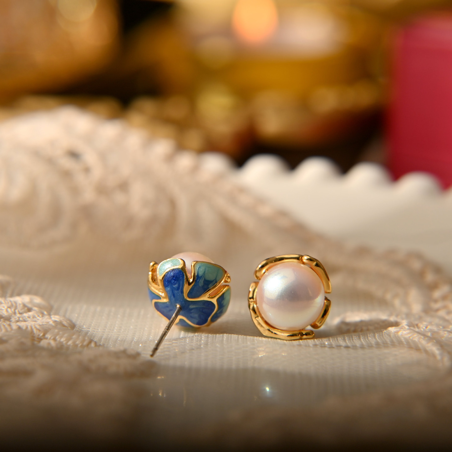 滴油工藝珍珠耳釘