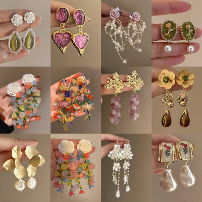 銀針珍珠耳環復古輕奢耳墜/清新甜美高级感耳飾