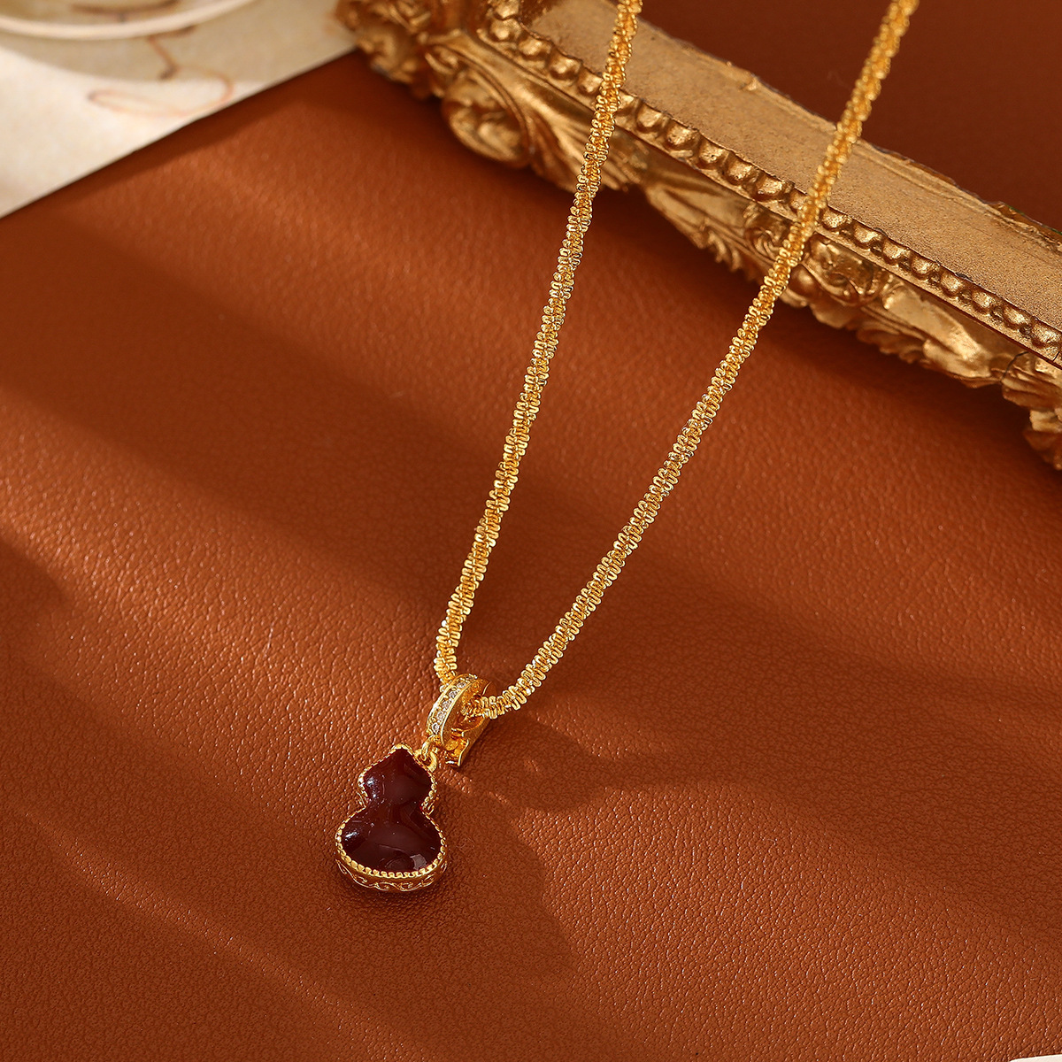 潮葫芦項鏈｜安克拉红葫芦耳环｜红色滴油AB面母贝套装