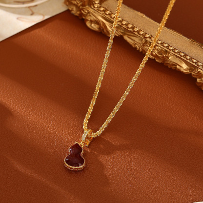 潮葫芦項鏈｜安克拉红葫芦耳环｜红色滴油AB面母贝套装