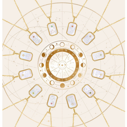 十二星座印记浮雕鎖骨鍊 開運項鍊 長40公分
