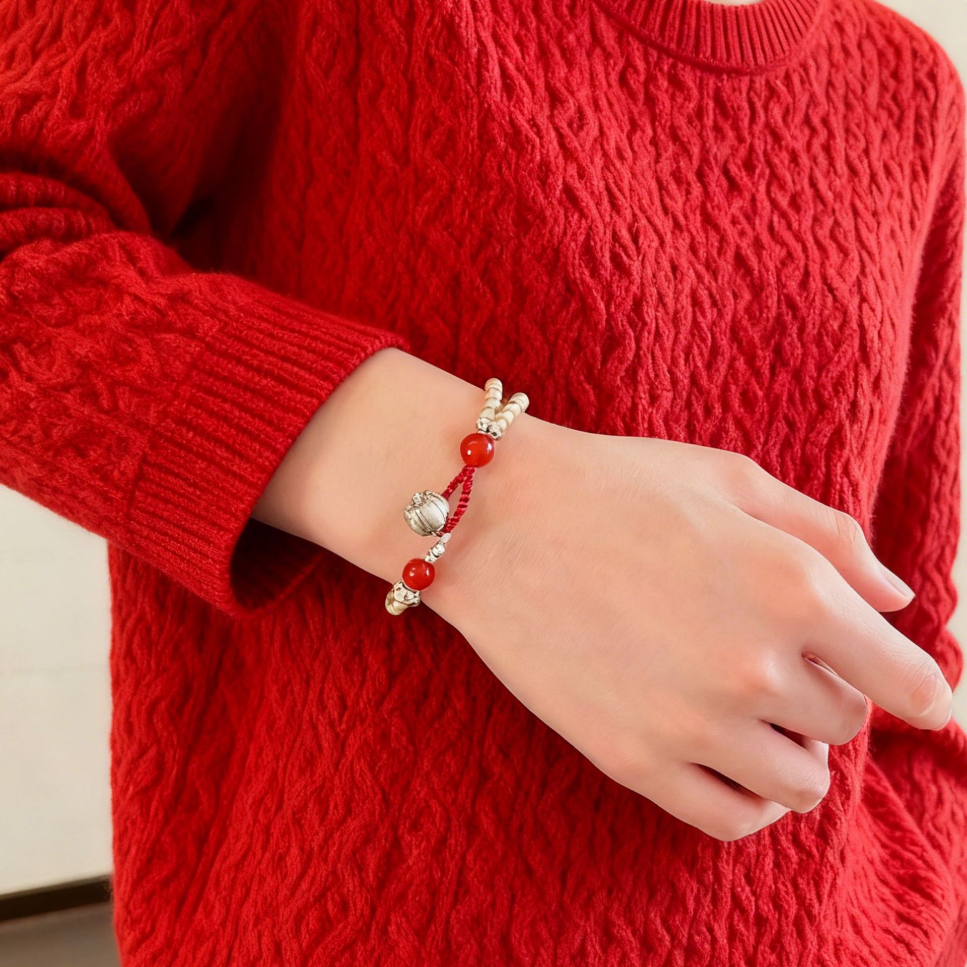 新年開運必備｜红玛瑙南瓜珠 x 珍珠长項鏈