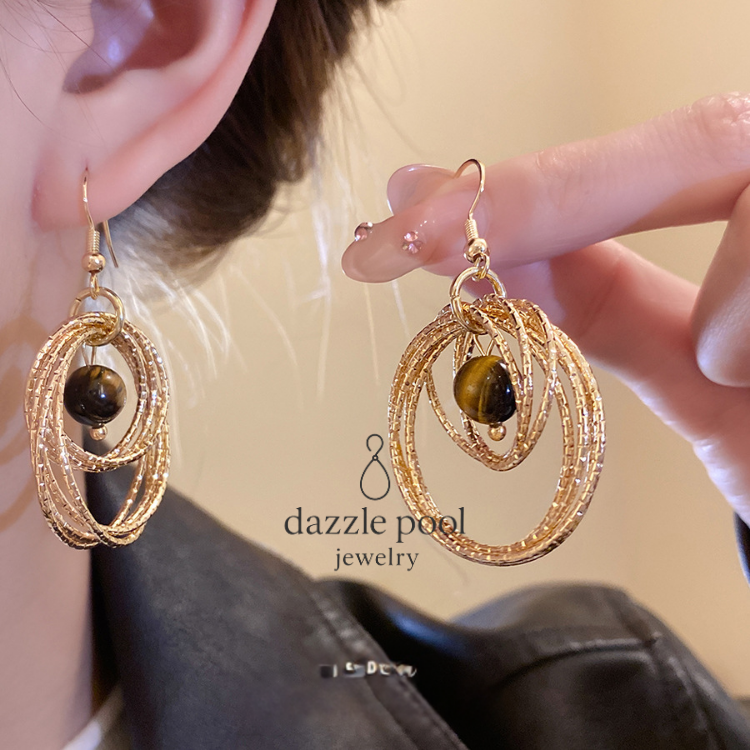 虎眼石星空吊墜耳鉤 12克輕量耳鉤