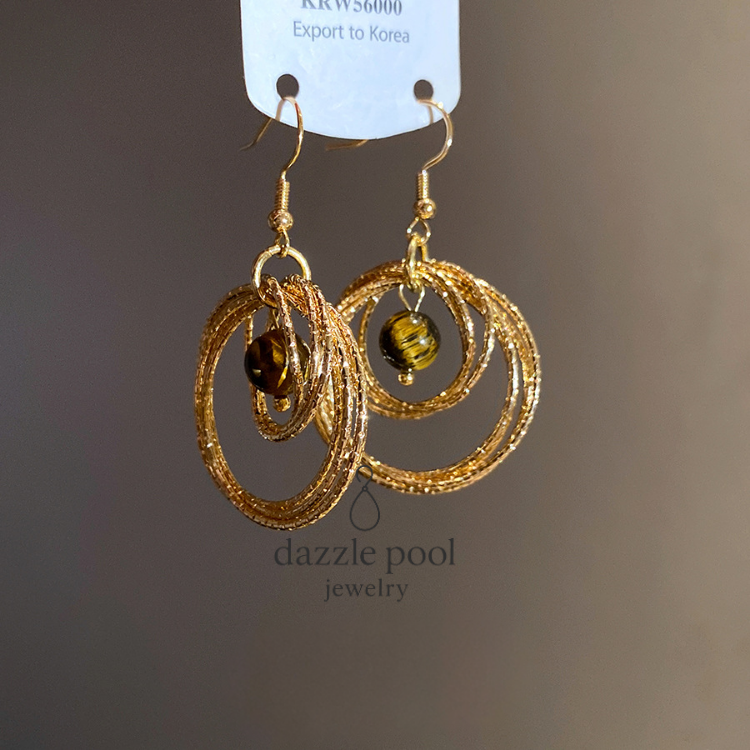 虎眼石星空吊墜耳鉤 12克輕量耳鉤