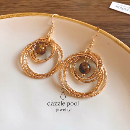 虎眼石星空吊墜耳鉤 12克輕量耳鉤