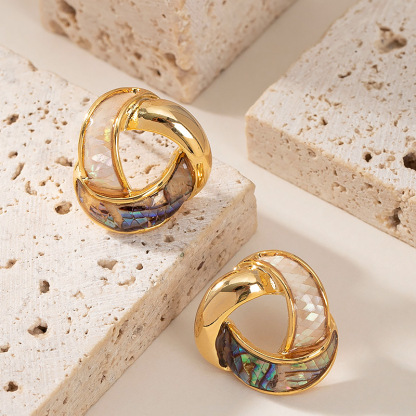 銀針法式優雅精緻小香風滴油天然鮑魚貝耳釘女小衆個性設計感耳飾