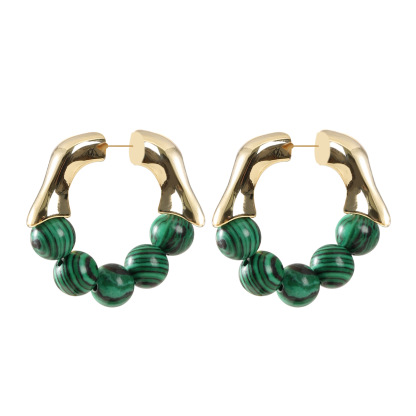 法式優雅時尚小香風葡萄珠珠虎眼石耳環女氣質百搭高級感銀針耳飾