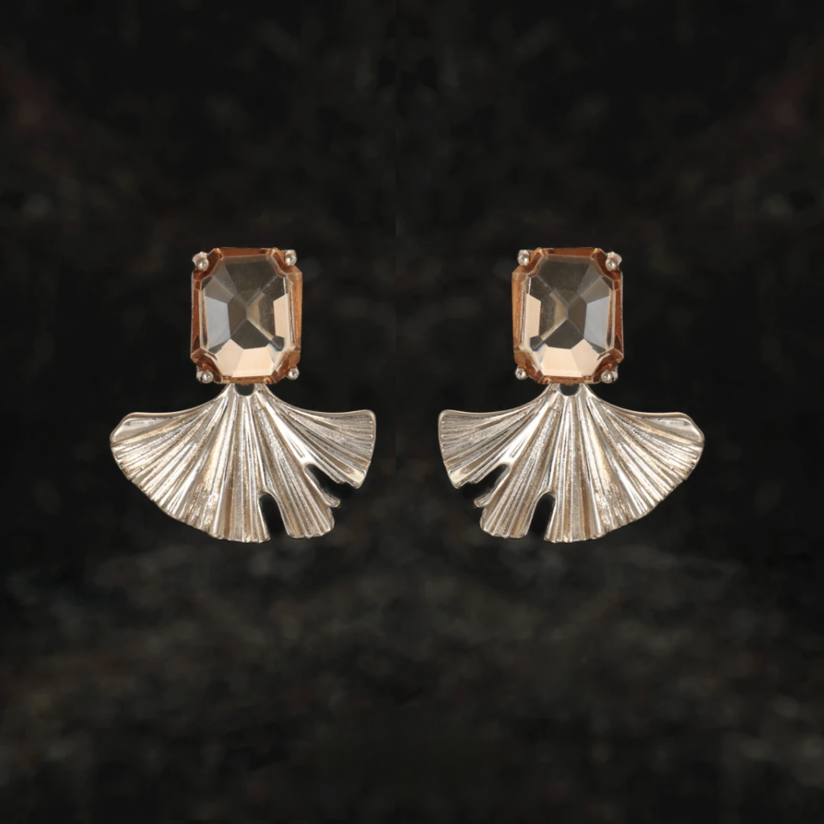 水鑽銀杏葉耳墜