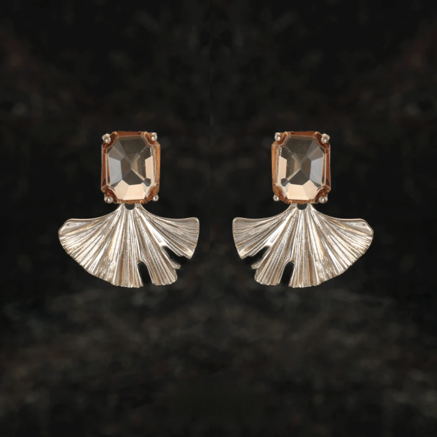 水鑽銀杏葉耳墜