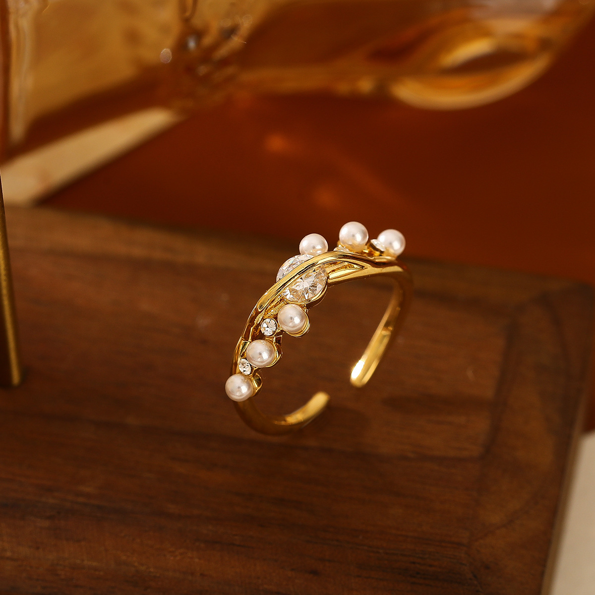 小米珠鋯石戒指｜开口戒指