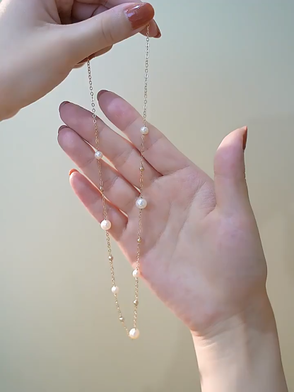 滿天星｜淡水珍珠鎖骨項鍊｜35公分+5公分