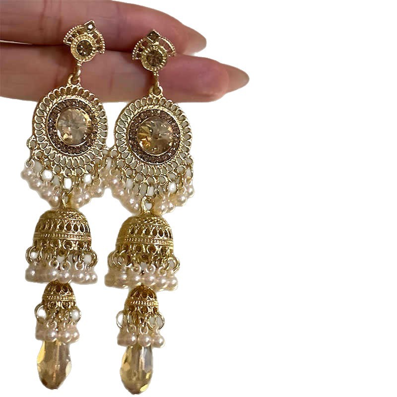 重工复古风铃流苏夸张长款耳环波西米亚异域民族风耳钉高级感耳饰