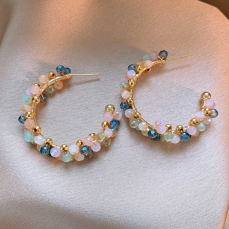 莫奈花园油画风爱心花朵珍珠耳环时尚气质耳钉法式甜美小清新耳饰