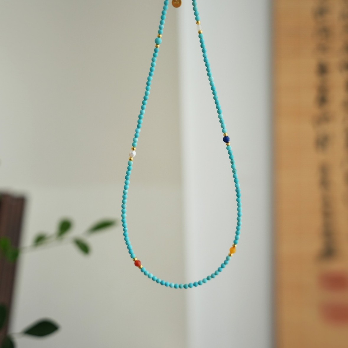 雲舒｜天然珍珠藍綠松石鎖骨鍊｜國風系列