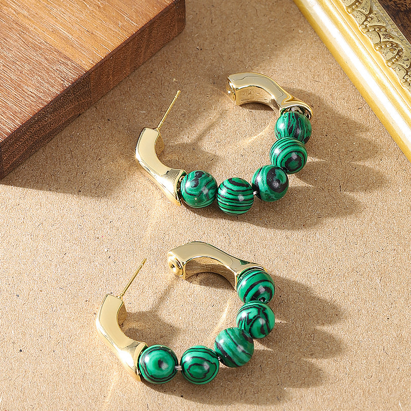 法式優雅時尚小香風葡萄珠珠虎眼石耳環女氣質百搭高級感銀針耳飾