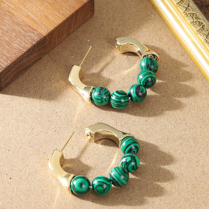 法式優雅時尚小香風葡萄珠珠虎眼石耳環女氣質百搭高級感銀針耳飾