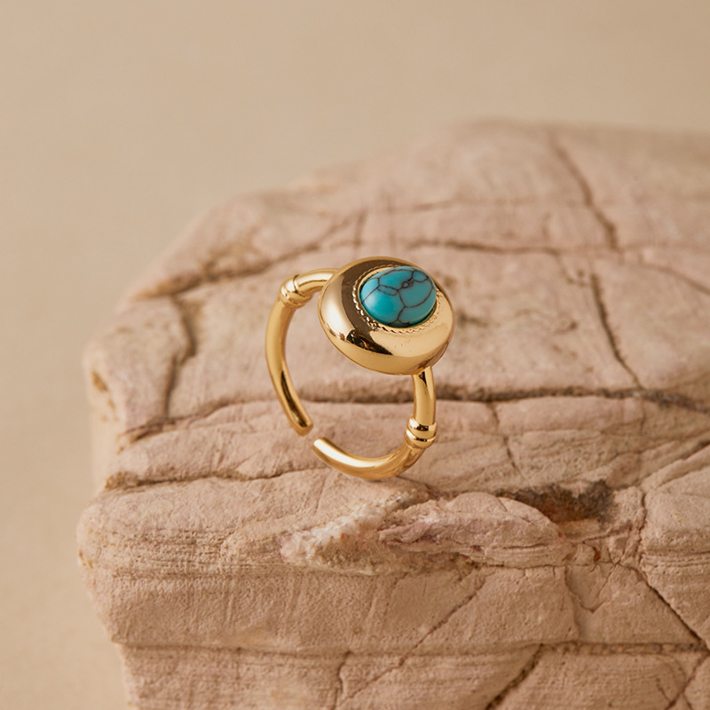 松石戒指虎眼石食指戒開口設計可疊戴個性復古可調節指環