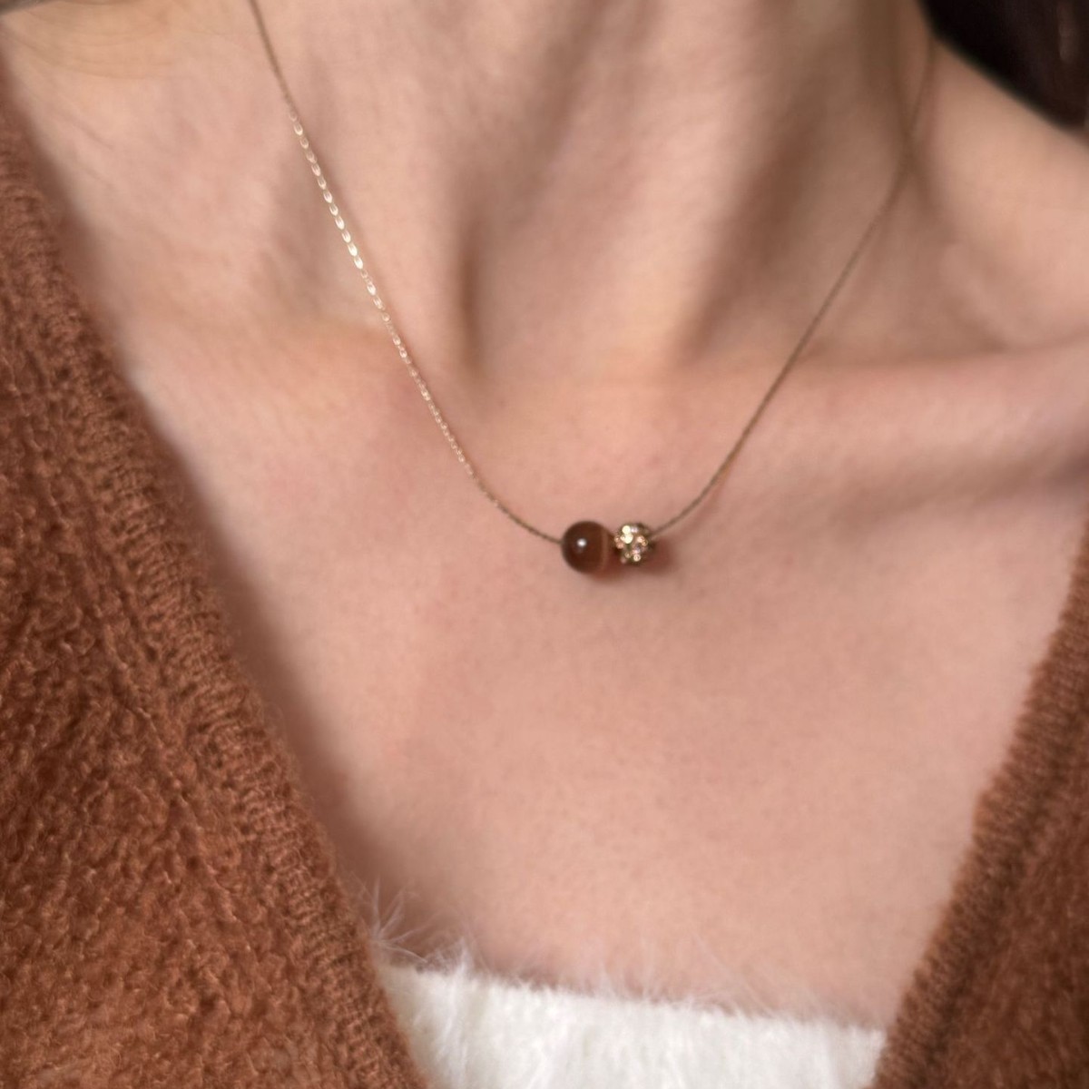 疊戴｜環環項鏈｜貓眼鑽球鏤空項鍊