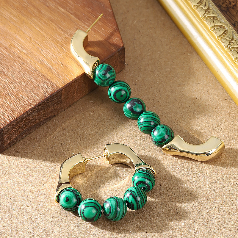 法式優雅時尚小香風葡萄珠珠虎眼石耳環女氣質百搭高級感銀針耳飾