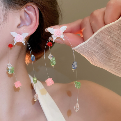 銀針珍珠耳環復古輕奢耳墜/清新甜美高级感耳飾